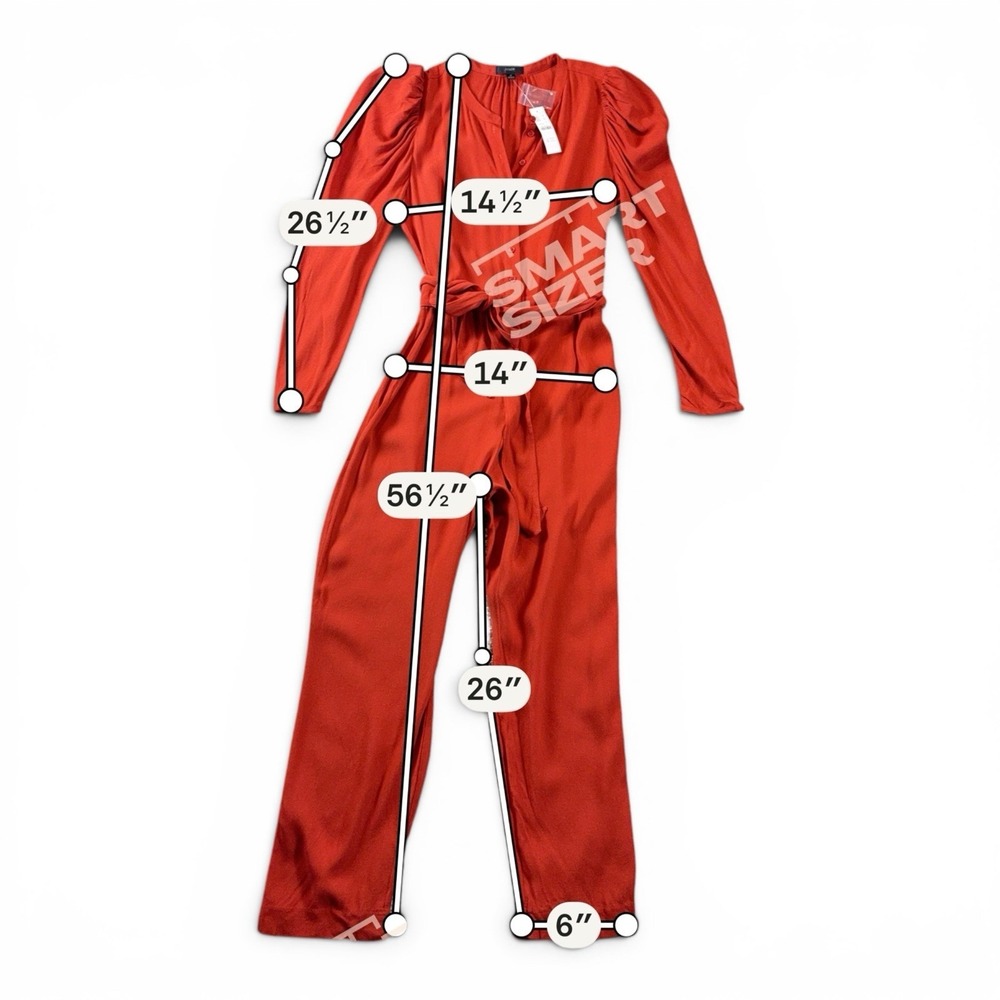 J Crew NWT Size 8 Holiday Red Drapey Puff-Sleeve Party-Perfect Jumpsuit - Picture 5 of 8